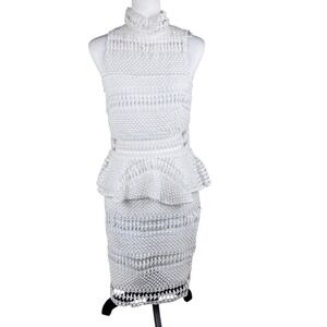 white peplum dress charlotte russe Charlotte Russe White Halter Peplum Mini Dress Size XS Stretch Summer Travel